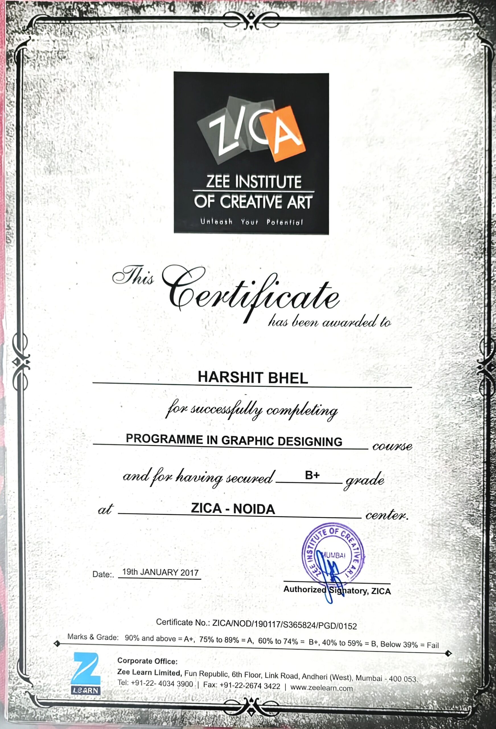zee certificate